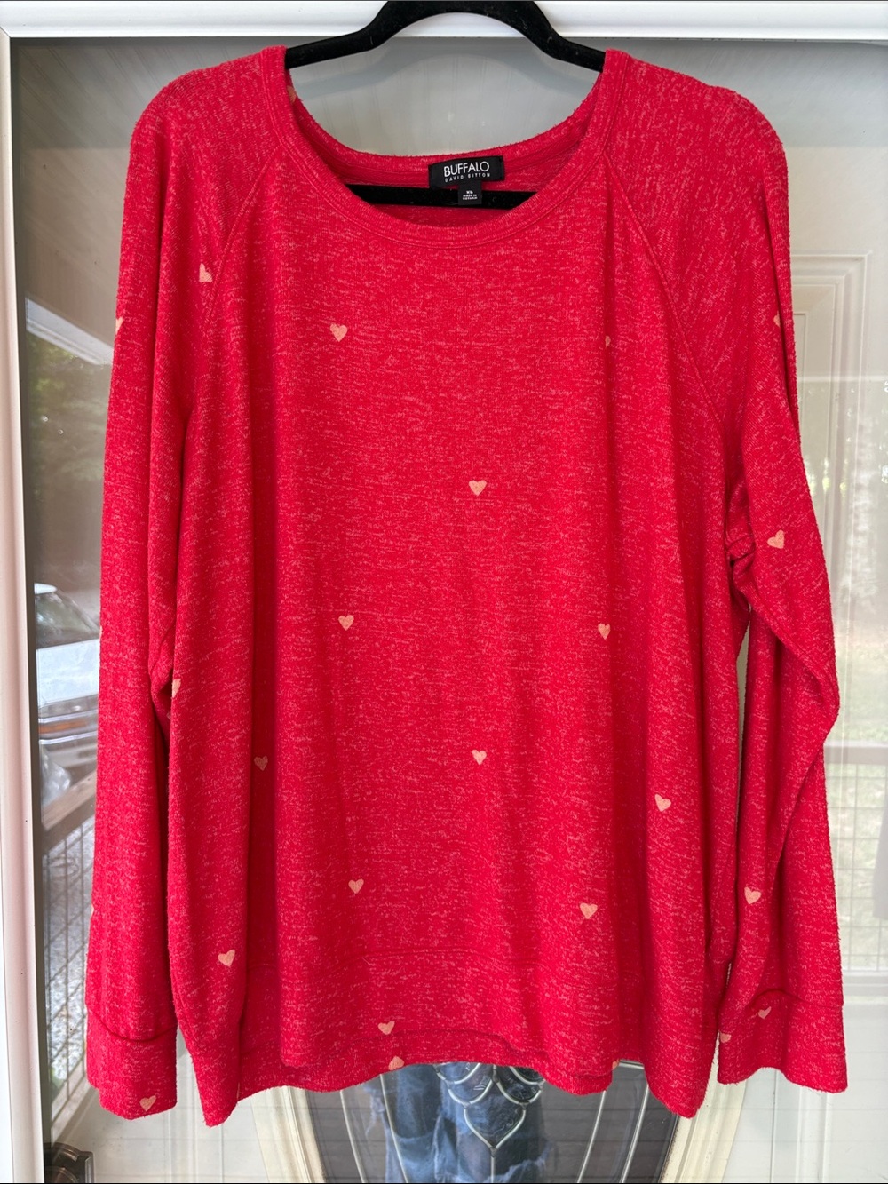 Buffalo David Bitton Red Heart-Print Long Sleeve Sweatshirt